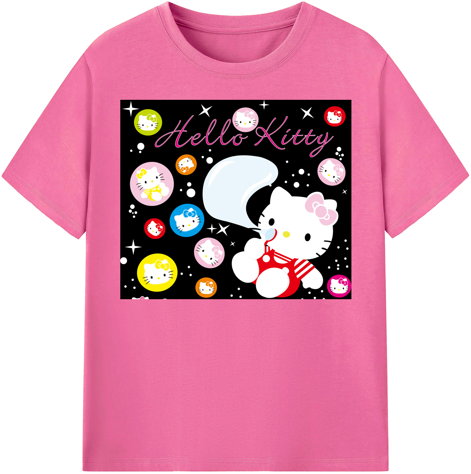（画像用） Hello Kitty ハローキティ レディースカジュアルプリントTシャツ（綿100％）